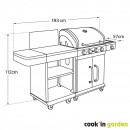 Cuisine d'&Eacute;t&eacute; Fidgi Cook'in Garden Barbecue Gaz 4 Br&ucirc;leurs avec Desserte