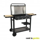 Barbecue Gaz Flavo 80 Cook'in Garden 4 Br&ucirc;leurs Plancha Thermom&egrave;tre sur chariot