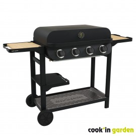 Barbecue Gaz Flavo 80 Cook'in Garden 4 Brûleurs Plancha Thermomètre sur chariot