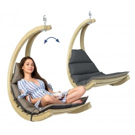 Fauteuil Suspendu Swing Chair avec Coussin Réversible Gris/Taupe | Confort Premium | Amazonas