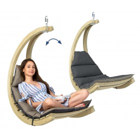 Autres Accessoires Piscine : Fauteuil Suspendu Swing Chair avec Coussin R&eacute;versible Gris/Taupe | Confort Premium | Amazonas