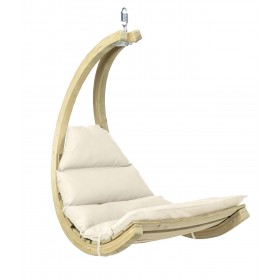 Autres Accessoires Piscine : Fauteuil Suspendu Swing Chair avec Coussin R&eacute;versible &eacute;cru Confort Premium | Amazonas