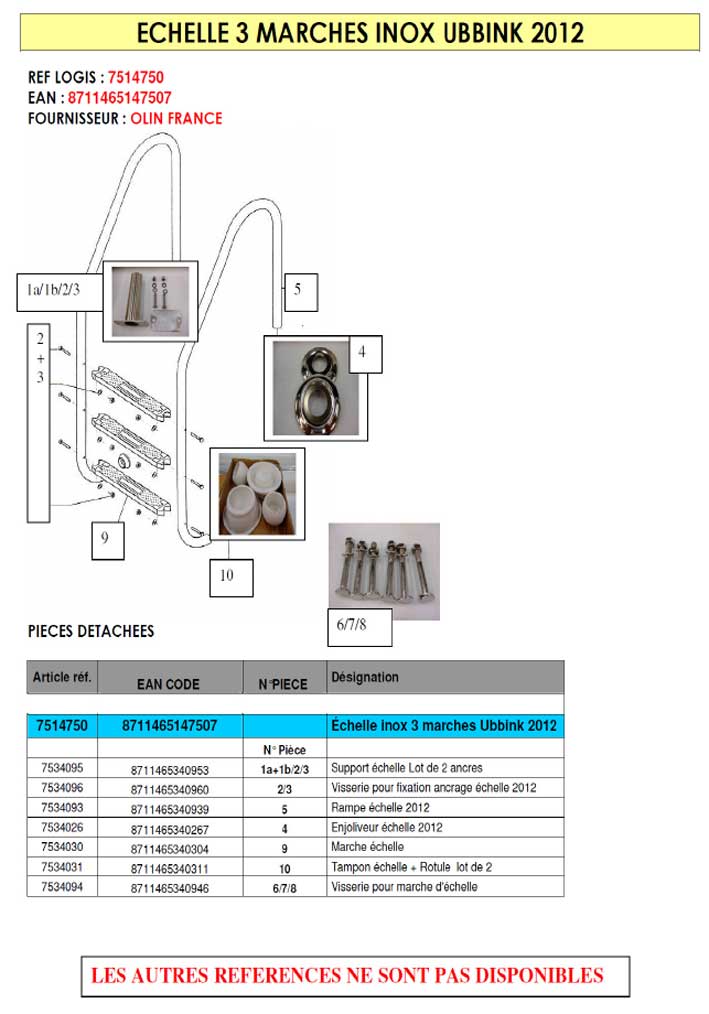 Tampon échelle ref 10 Ubbink ref 7514750 fiche piece : Tampon échelle ref 10 Ubbink ref 7514750